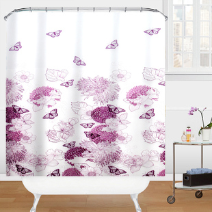 动动手卫生间挡水浴帘布浴室隔断防水防霉挂帘子免打孔干湿分离