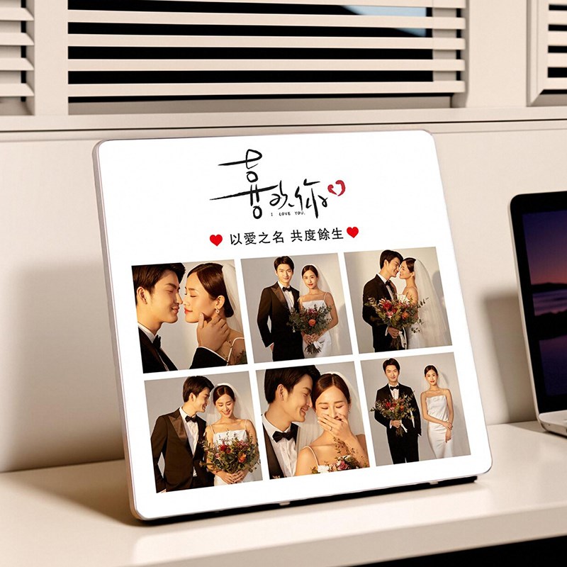 定制婚纱照相f框摆台高级感情侣照片打印加框挂墙结婚照摆件桌摆