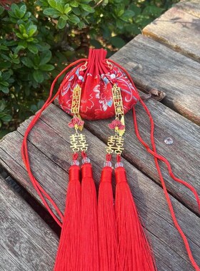中式婚礼织金结发红色荷包u香囊古法随身香包腰佩明制锦囊结婚布