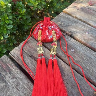 中式婚礼织金结发红色荷包u香囊古法随身香包腰佩明制锦囊结婚布