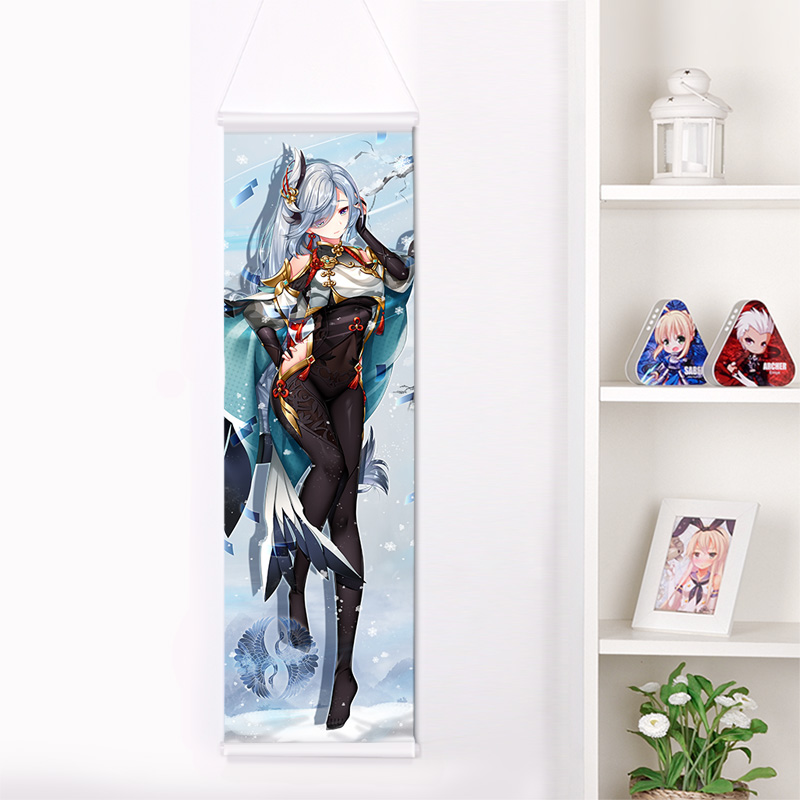 尚萌YS申鹤动漫周边二次元宅男日式卷轴等身挂画卧室墙面装饰