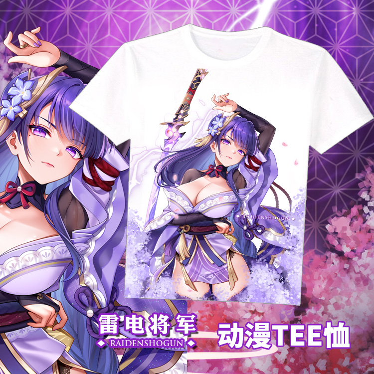 尚萌ys雷神巴尔雷电将军动漫周边二次元衣服短袖T恤学生上衣