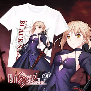 Fate Grand Order盾娘fgo玛修黑saber二次元卡通短袖T恤夏季衣服