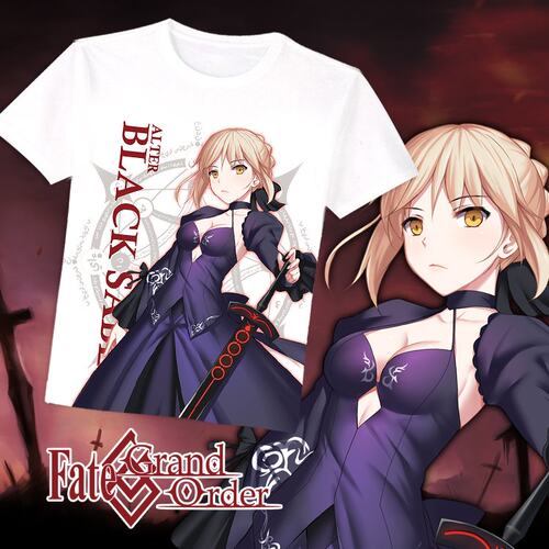 Fate Grand Order盾娘fgo玛修黑saber二次元卡通短袖T恤夏季衣服