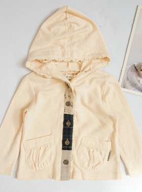 80-120cm宝宝外套儿童春秋纯棉女童带帽长袖外套开衫上衣洋气7856