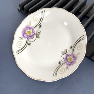 家用陶瓷盘7英寸花朵小平盘碟子糕点西餐蛋糕盘骨碟 有点小复古