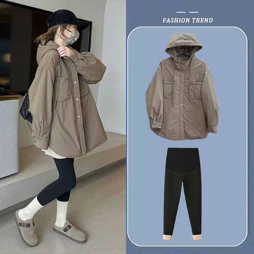 孕妇冬装套装宽松冬季薄款棉服时尚洋气时髦冬天外穿两件套棉衣女 - 封面