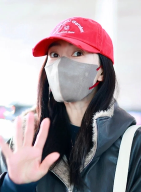 高圆圆同款红色玫瑰花棒球帽女2025韩国新款美式街头破洞鸭舌帽男