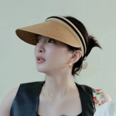 花少江疏影同款 空顶帽子女夏季 出游海边防晒遮阳草帽无顶太阳帽潮