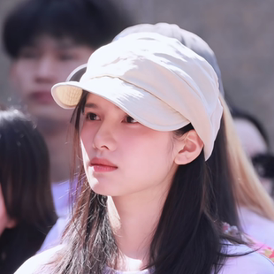 张婧仪同款米色棉质薄款透气八角帽子女夏可翻檐日系报童帽贝雷帽