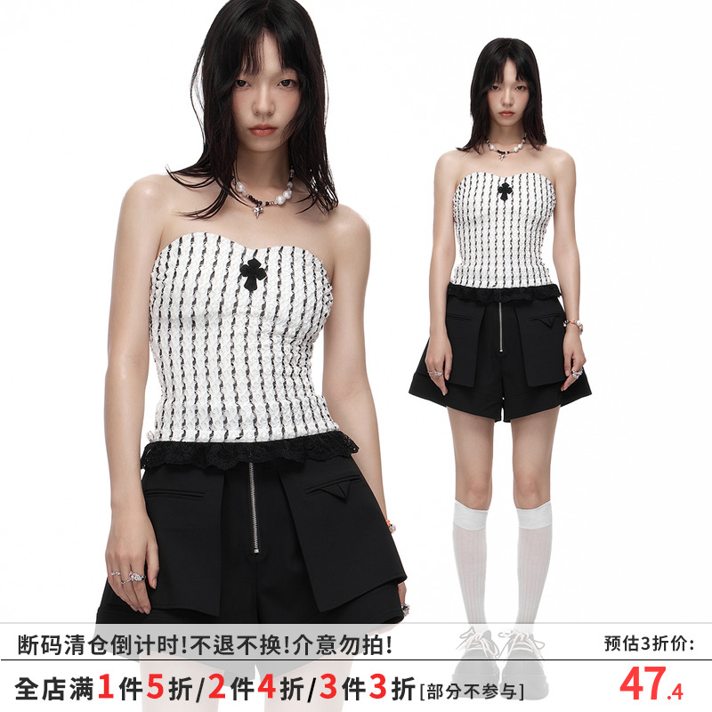 SUMIYAKI条纹女紧身抹胸