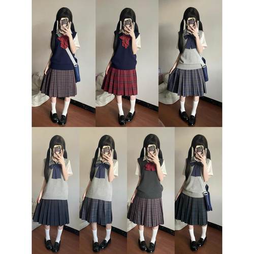 55CM/甘心物语jk制服裙长裙校供感格裙半身裙高腰百褶裙学院风