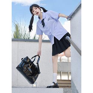 泰国泰式校服短袖衬衫女jk制服学院风高中学生运动会毕业班服套装
