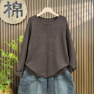 秋冬圆领针织衫 毛衣女宽松大码 巨好看设计感上衣10羊毛针织衫 爆款