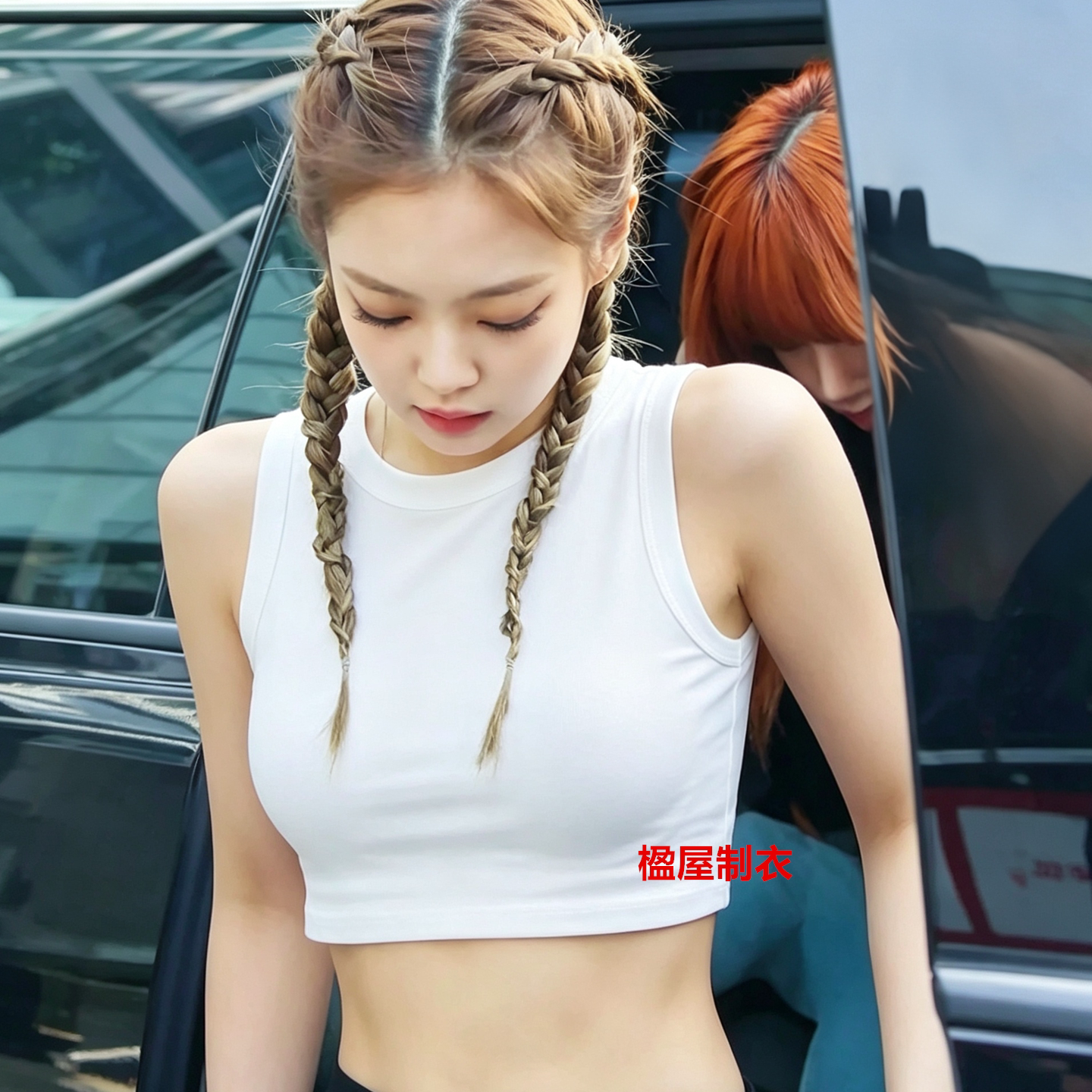 纯棉圆领无袖t恤女紧身辣妹超短款舞蹈服漏肚脐高腰打底吊带背心