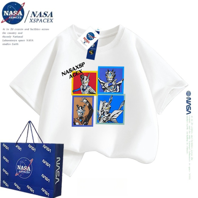 NASA联名奥特曼衣服纯棉短袖t恤男童潮夏季新款百搭透气上衣潮牌