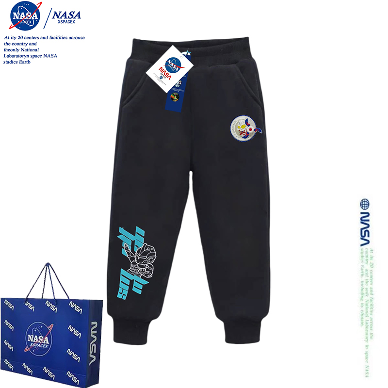 NASA发光奥特曼松紧加绒裤子男童新款秋冬小男孩旋转风车运动裤潮