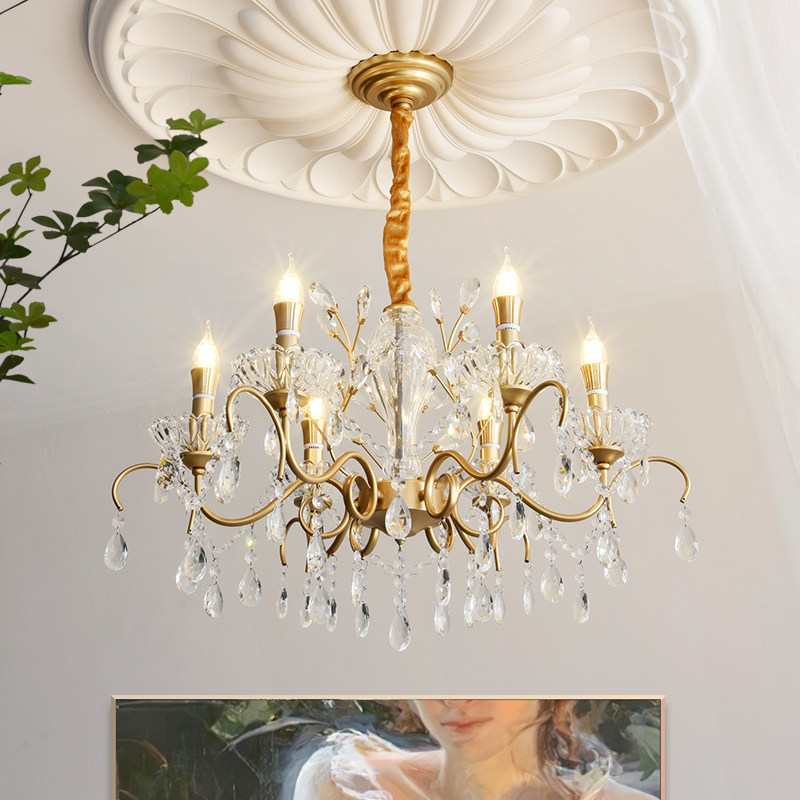 美式复古水晶灯客厅奢华高档欧式蜡烛灯卧室餐厅大气法式水晶吊灯