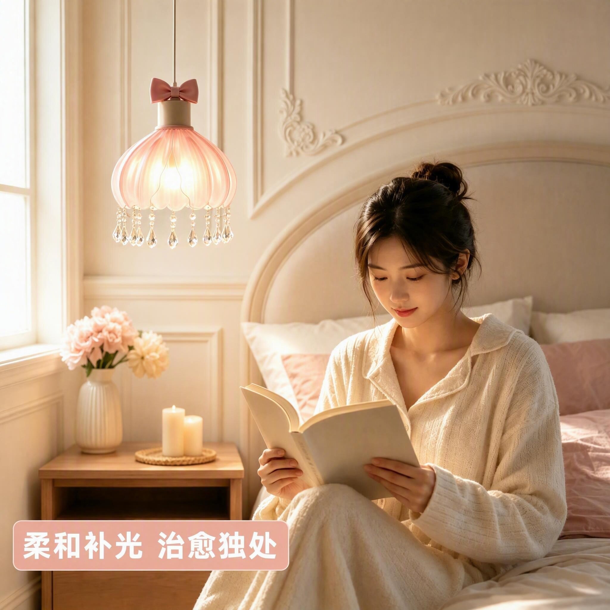 少女风床头吊灯水晶儿童房灯具