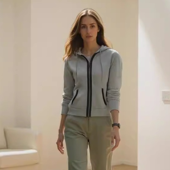 加绒卫衣外套欧美纯棉修身