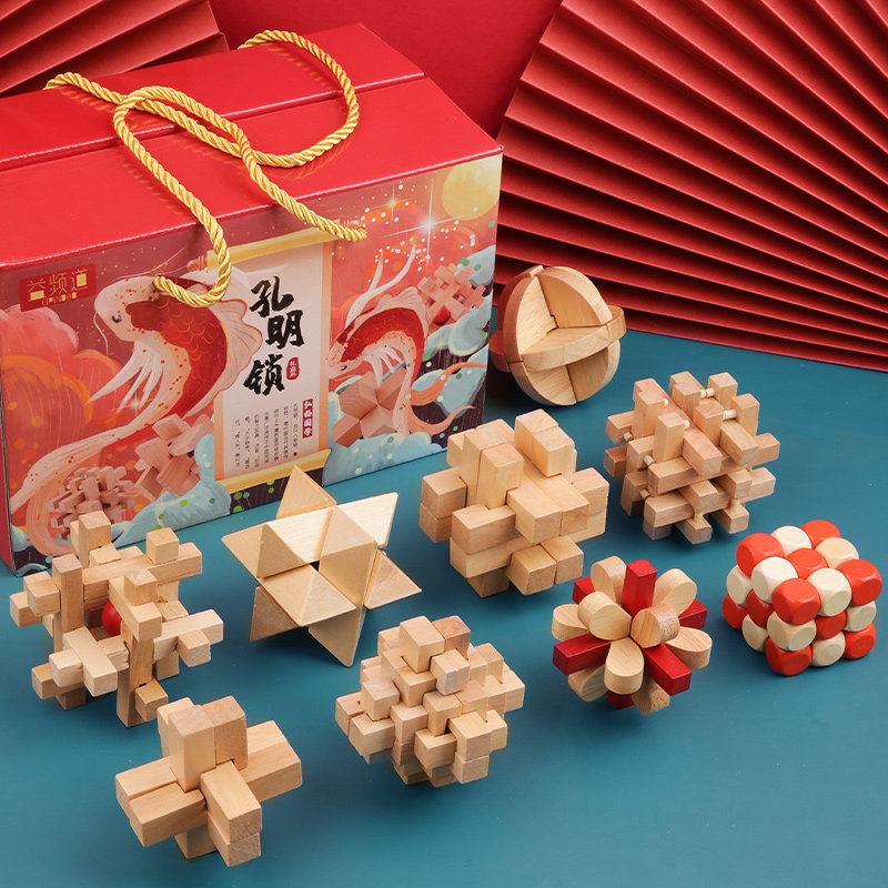 鲁班锁套装孔明锁儿童益智力解环扣动脑玩具成年高难度全套九连环|ruв категории игрушка/коляска/головоломка/блоки/модель, Разблокировать/лабиринт/кубик Рубика/умная игрушка, Разблокировать/Решение кольцо игрушки - от Buy2taobao.com для оказания профессиональной услуги покупки агента Taobao
