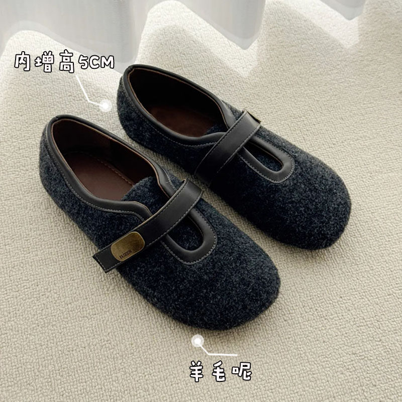 内增高5cm韩版复古百搭毛毛鞋女2025秋冬新款魔术贴加绒玛丽珍鞋,女鞋,玛丽珍鞋,淘宝优惠券,粉丝福利购,淘宝优惠卷