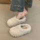厚底6CM 小个子内增高温柔可爱羊卷毛保暖加绒一脚蹬穆勒棉拖鞋 女