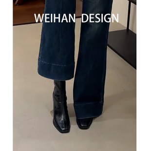 羊皮版！韩版高跟方头瘦瘦靴短靴女粗跟复古马丁靴英伦风短筒单靴