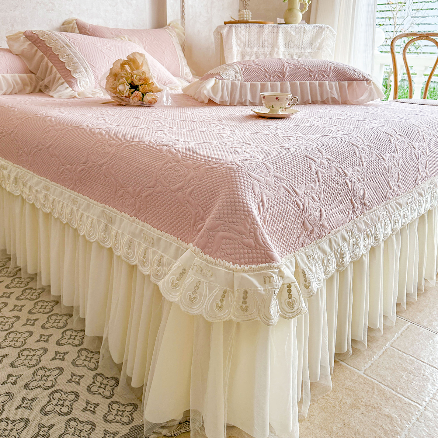 夏季少女心冰丝凉席三件套床盖凉感豆豆席可水洗2025新款空调软席