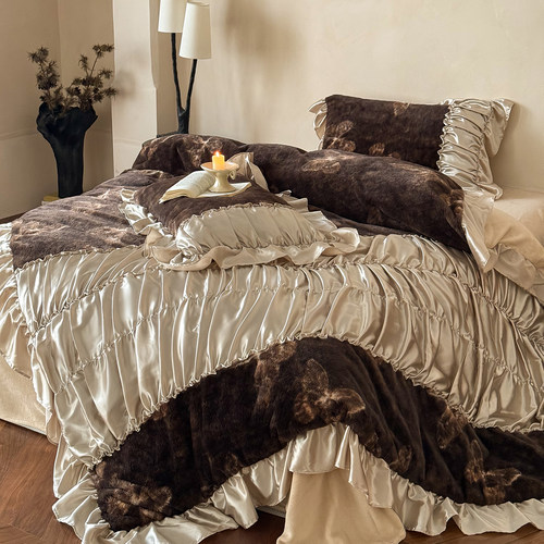 冬季法式复古小众仿兔绒四件套