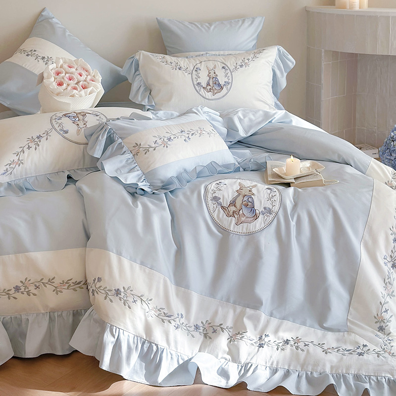 小清新亲肤舒适澳棉刺绣四件套