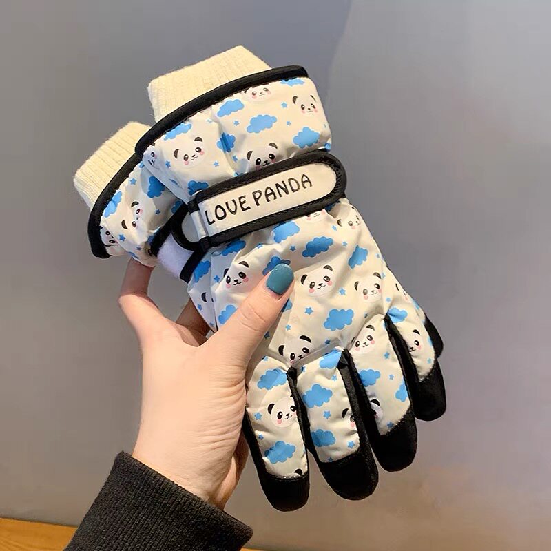 滑雪儿童手套冬保暖加绒加厚可爱卡通男女孩防风防泼水防寒中大童