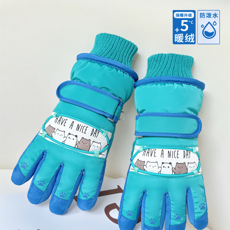 儿童滑雪手套冬季保暖加绒厚棉防寒男女孩防泼水户外可爱学生玩雪