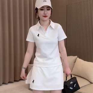 欧货夏季 休闲显瘦刺绣小马polo领短袖 清仓折扣 新款 上衣裤 裙套装