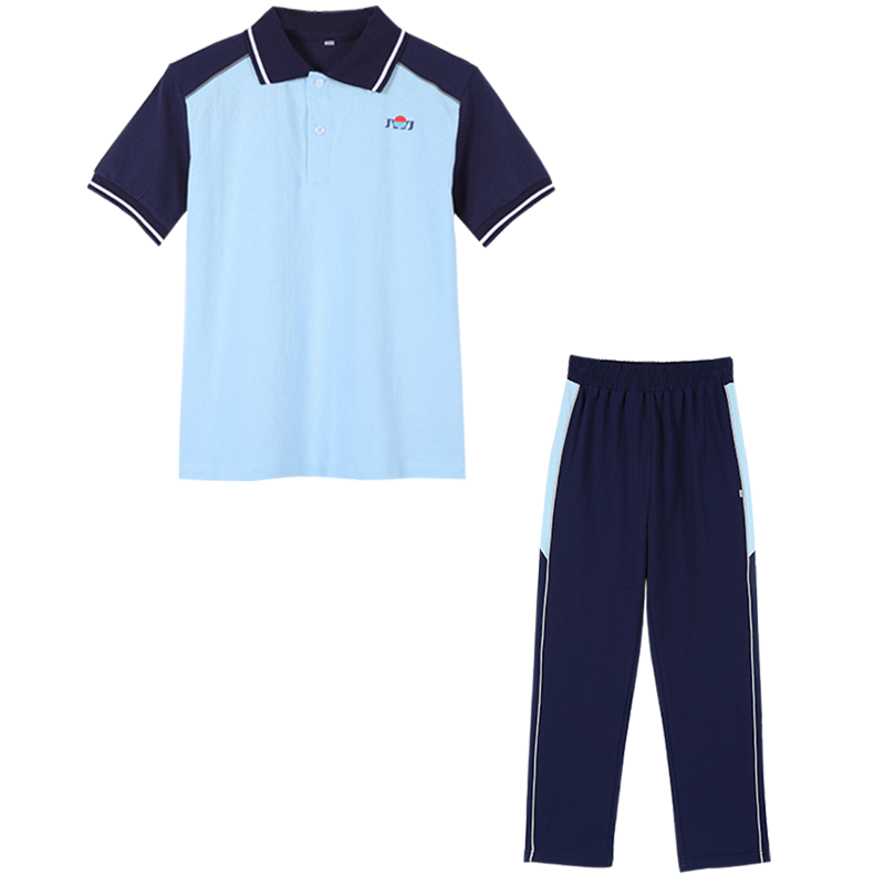 珠海市金湾区小学生冬装统一校服纯棉长袖长裤套装夏装短袖薄款
