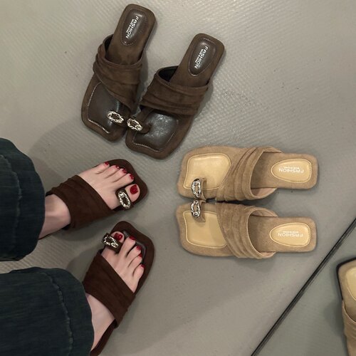 2026夏复古厚底套趾沙滩人字拖