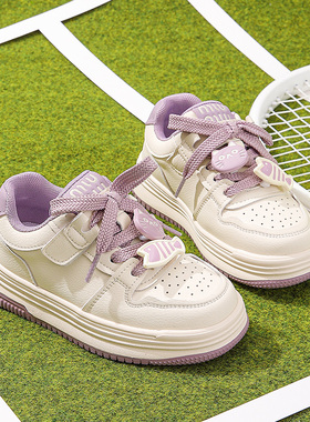 2025春魔术贴女童休闲板鞋轻便运动鞋儿童小白鞋学生女孩低帮单鞋
