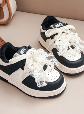 蝴蝶结女童板鞋加绒儿童运动鞋2025冬新款二棉鞋学生中大童小白鞋