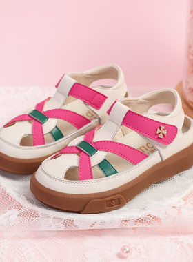 真皮女童休闲凉鞋2025春夏新款女孩学生防踢儿童小单鞋软底时尚
