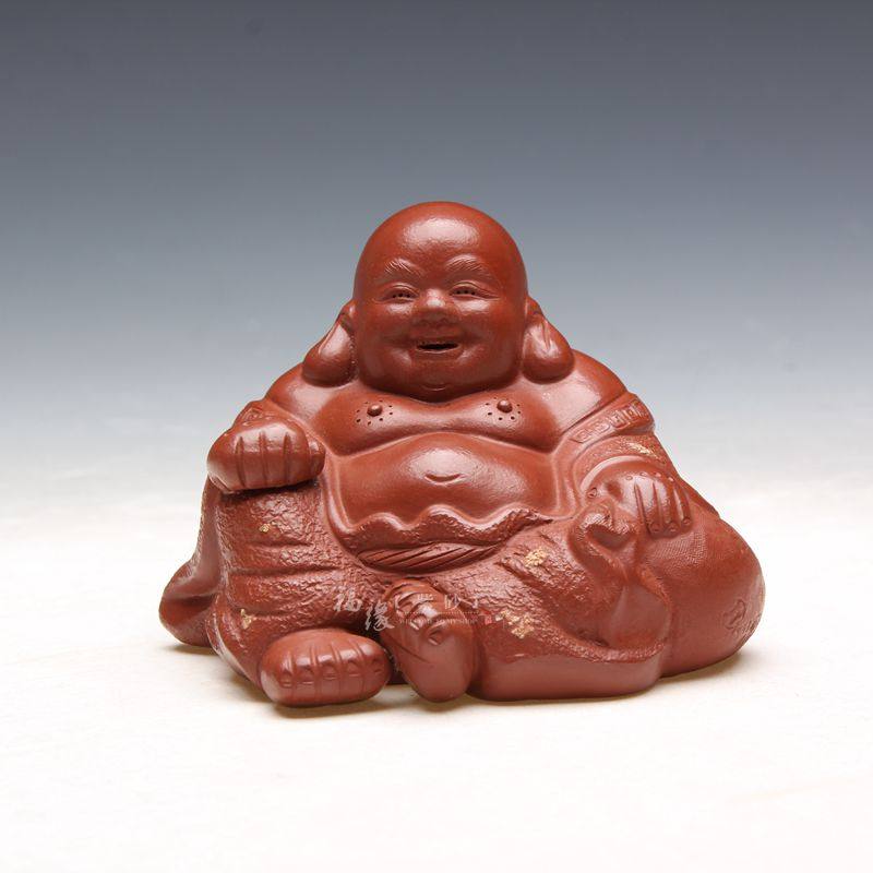 福缘宜兴紫砂茶宠雕塑纯手工笑口茶宠摆件
