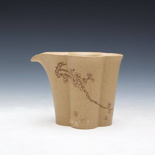 宜兴紫砂公道杯全手工刻绘含香段泥分茶器茶漏紫砂杯家用送礼品