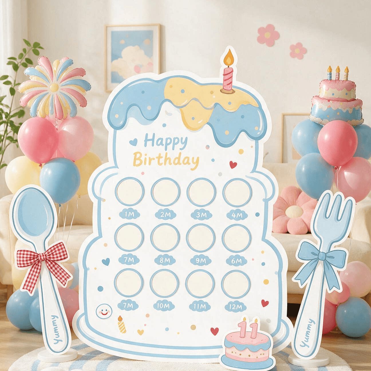 韩系周岁宴生日头像照片kt板定制