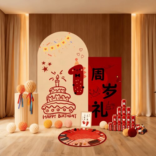 宝宝一周岁生日布置家庭版kt板