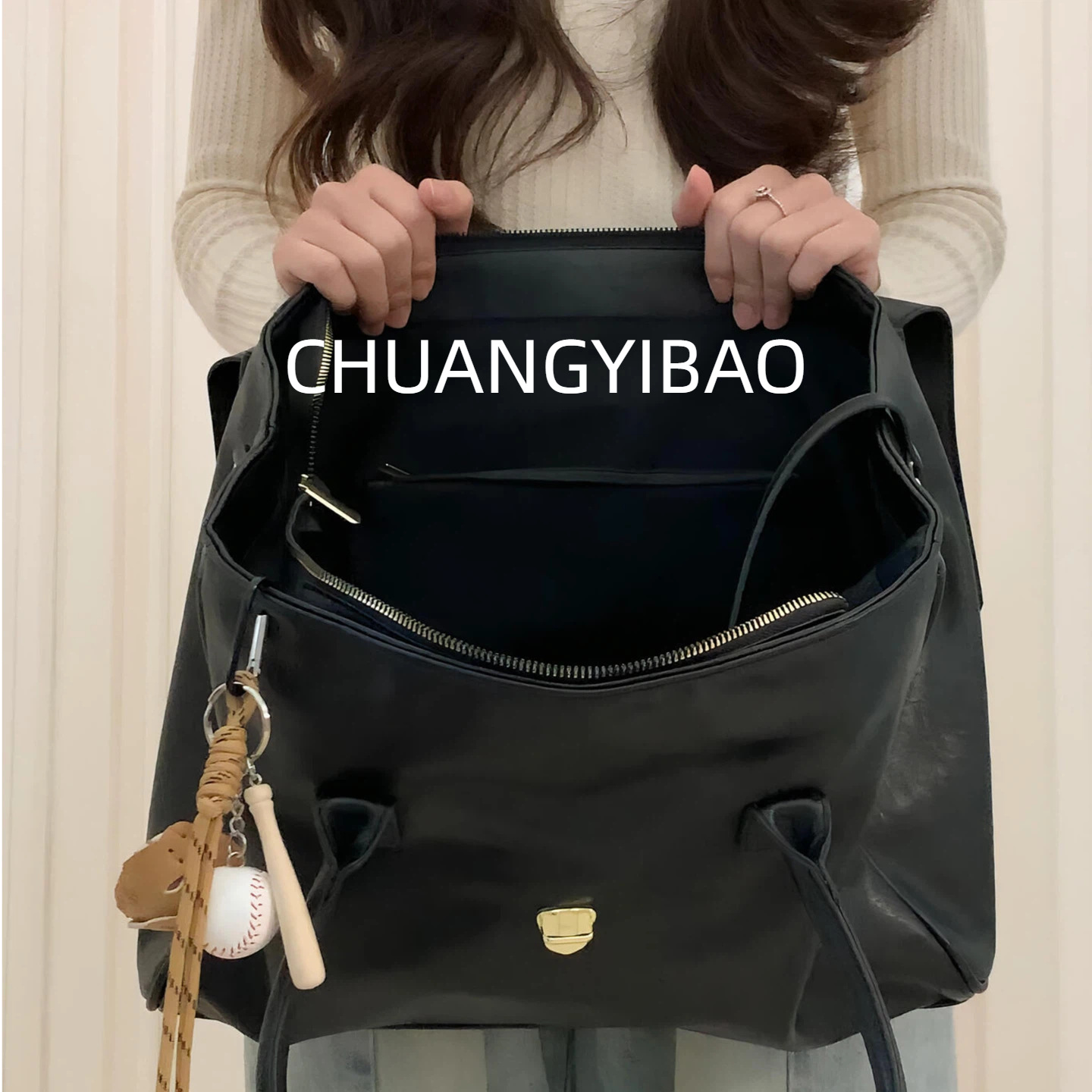 黑色手提包女2025新款爆款包包大容量公文包高级感单肩斜挎托特包