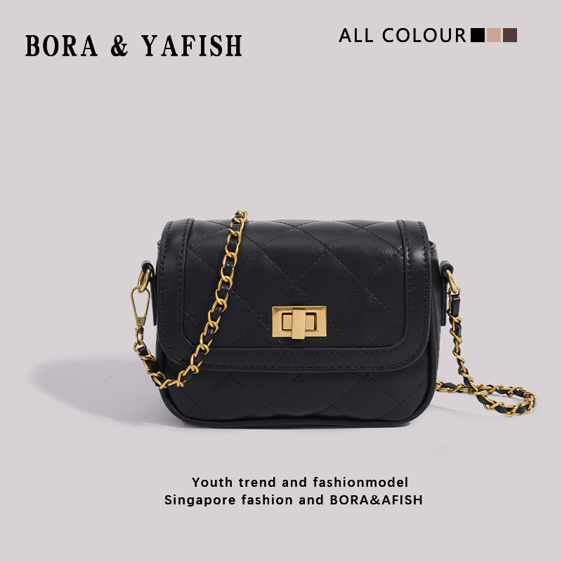 菱格链条小方包软皮斜挎单肩包