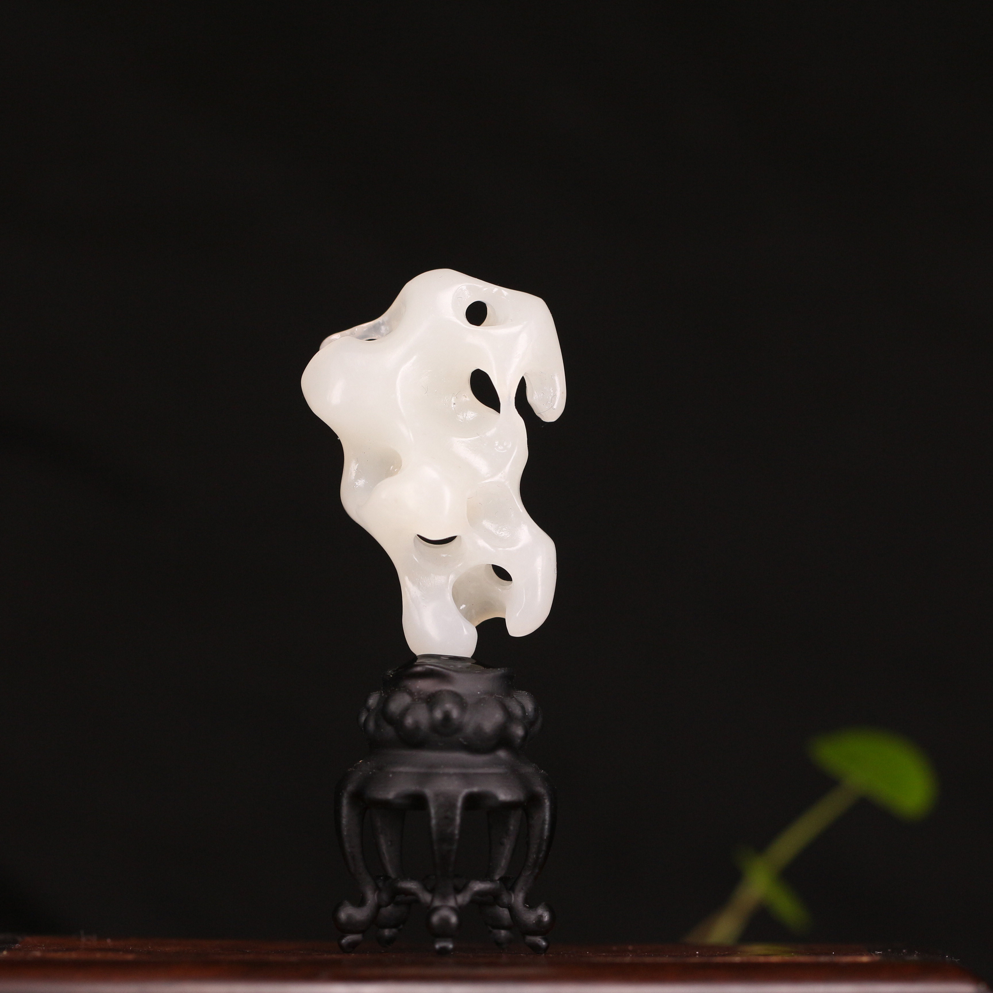 和田玉白玉太湖石4摆件案头茶桌雅物香插也可做挂件把件