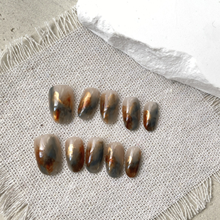 原相机实拍【南风谷】晕染小众设计穿戴甲显白春夏纯手工制作