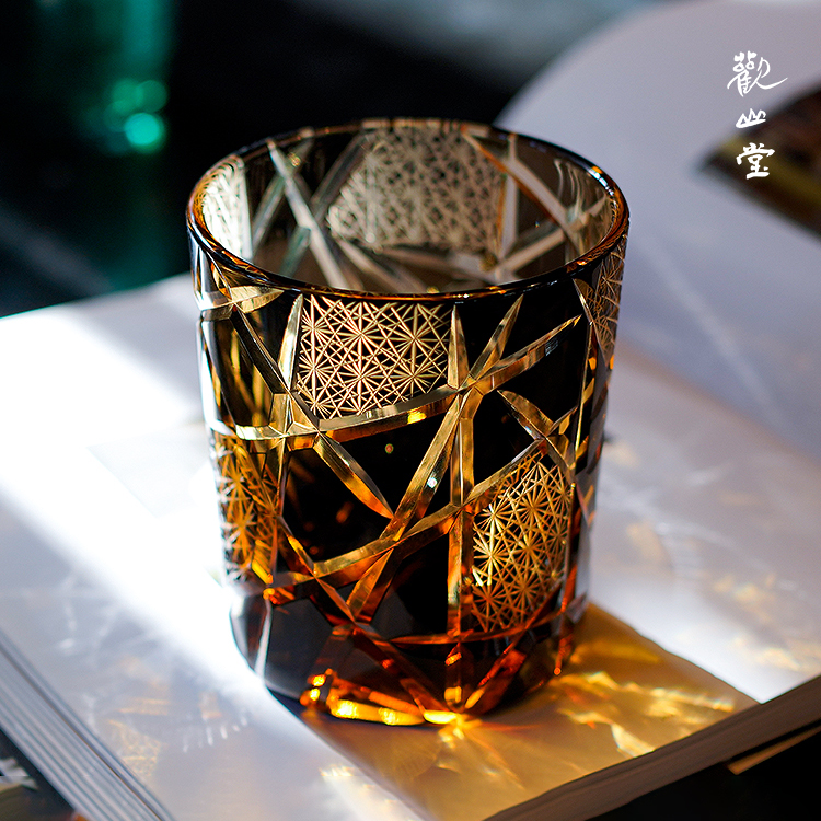江户玻璃酒杯七宝切子水晶