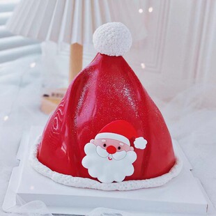 平安夜跨年蛋糕装饰摆件圣诞节趴着圣诞老人圣诞快乐蛋糕插牌插件