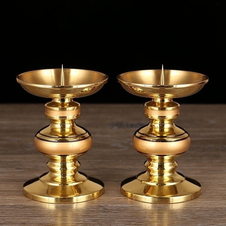 宝成佛具台湾万玉堂纯铜酥油灯座蜡烛底座供佛烛台佛前供灯灯架
